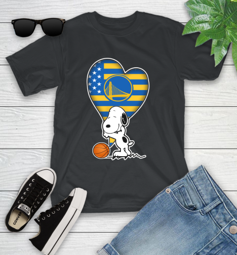 Golden State Warriors NBA Basketball The Peanuts Movie Adorable Snoopy Youth T-Shirt 2