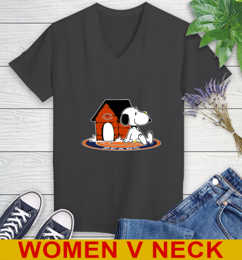 NFL Football Chicago Bears Snoopy The Peanuts Movie Shirt Women's V-Neck T-Shirt 9