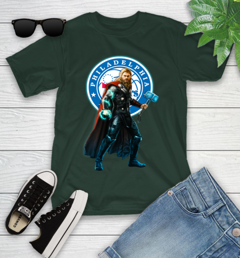 NBA Thor Avengers Endgame Basketball Philadelphia 76ers Youth T-Shirt 5
