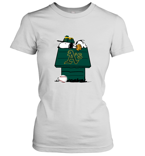 Oakland Athletics Snoopy And Woodstock Resting Together MLB Women's T-Shirt