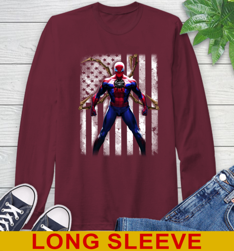 NBA Basketball Toronto Raptors Spider Man Avengers Marvel American Flag Shirt Long Sleeve T-Shirt 7