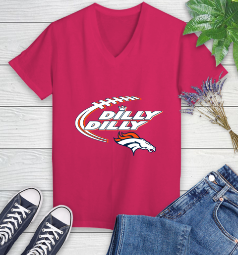 NFL Denver Broncos Dilly Dilly Football Sports Women's V-Neck T-Shirt 9