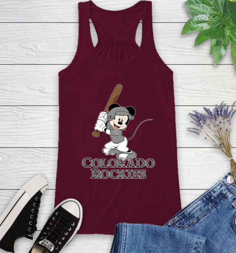 MLB Baseball Colorado Rockies Cheerful Mickey Mouse Shirt Racerback Tank 3
