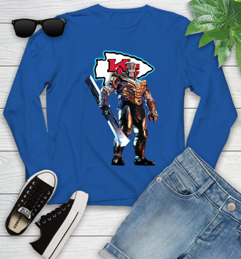 NFL Thanos Gauntlet Avengers Endgame Football Kansas City Chiefs Youth Long Sleeve 9