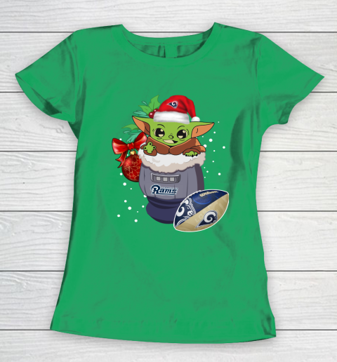 Los Angeles Rams Christmas Baby Yoda Star Wars Funny Happy NFL Women's T-Shirt