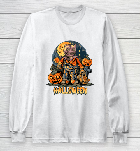 Pumpkin Cat Character for Halloween Long Sleeve T-Shirt