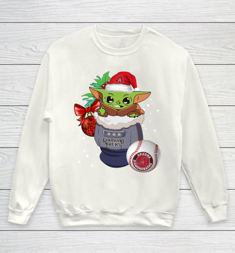 Arizona Diamondbacks Christmas Baby Yoda Star Wars Funny Happy MLB Youth Sweatshirt 2