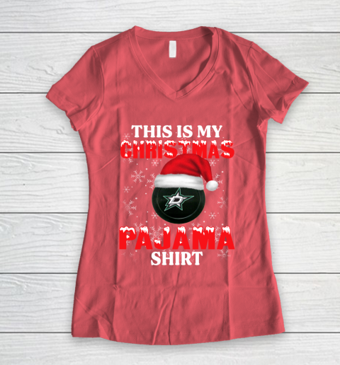 Dallas Stars This Is My Christmas Pajama Shirt NHL Women's V-Neck T-Shirt 4