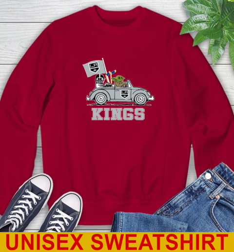 NHL Hockey Los Angeles Kings Darth Vader Baby Yoda Driving Star Wars Shirt Sweatshirt 7