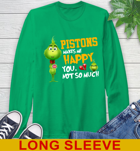 NBA Detroit Pistons Makes Me Happy You Not So Much Grinch Basketball Sports Long Sleeve T-Shirt 8