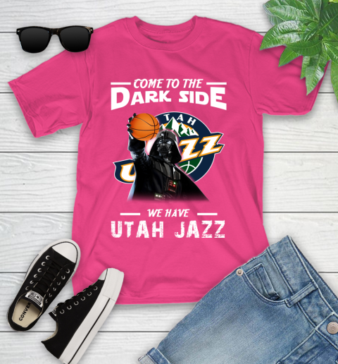 NBA Come To The Dark Side We Have Utah Jazz Star Wars Darth Vader Basketball Youth T-Shirt 11