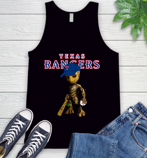 MLB Texas Rangers Groot Guardians Of The Galaxy Baseball Tank Top 2