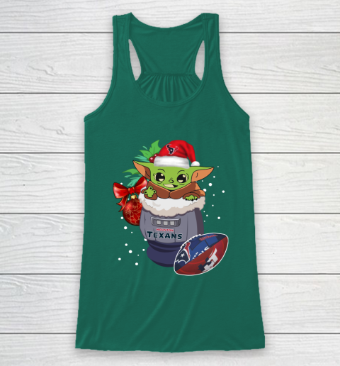 Houston Texans Christmas Baby Yoda Star Wars Funny Happy NFL Racerback Tank 6