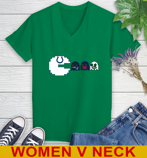 Indianapolis Colts NFL Football Pac Man Champion Women's V-Neck T-Shirt 6