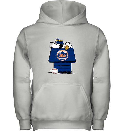 New York Mets Snoopy And Woodstock Resting Together MLB Youth Hoodie