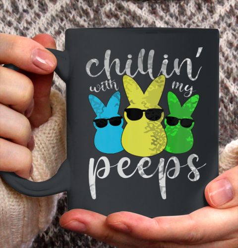 Chillin With My Peeps Boys Men Easter Day 2021 Bunny Ceramic Mug 11oz