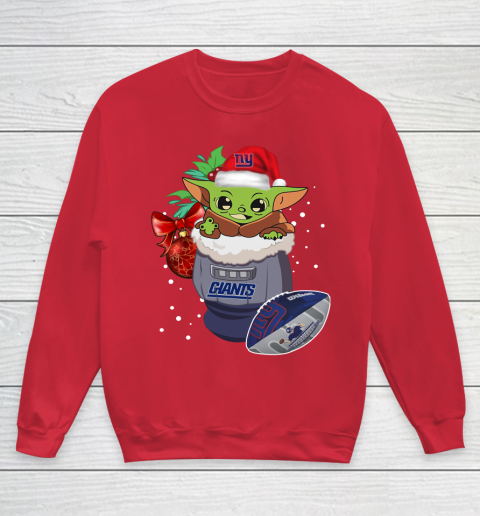 New York Giants Christmas Baby Yoda Star Wars Funny Happy NFL Youth Sweatshirt 9
