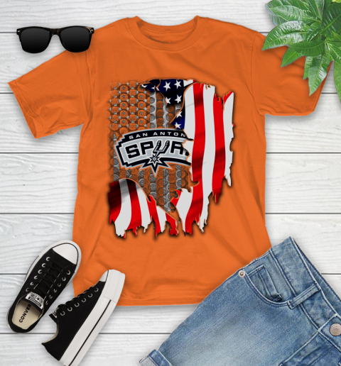 San Antonio Spurs NBA Basketball American Flag Youth T-Shirt 9