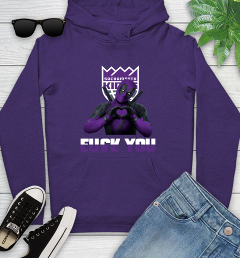 NBA Sacramento Kings Deadpool Love You Fuck You Basketball Sports Youth Hoodie 5