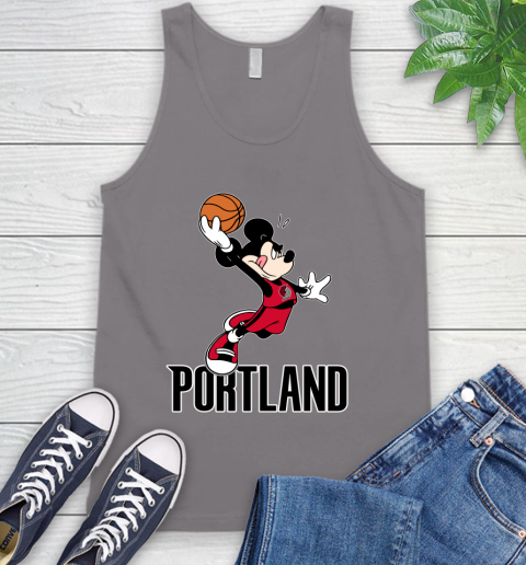 NBA Basketball Portland Trail Blazers Cheerful Mickey Mouse Shirt Tank Top 7