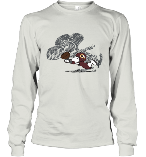 cxmx washington redskins snoopy plays the football game long sleeve tee 14 front ash