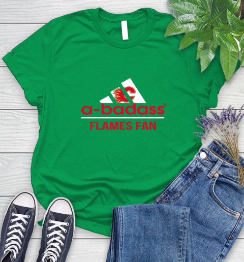 NHL A Badass Calgary Flames Fan Adidas Hockey Sports Women's T-Shirt 9