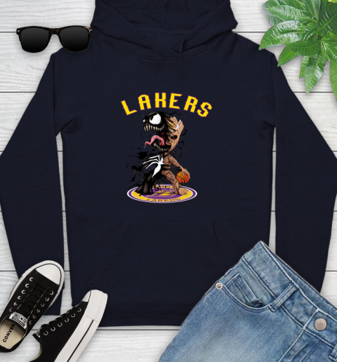 NBA Los Angeles Lakers Basketball Venom Groot Guardians Of The Galaxy Youth Hoodie 4
