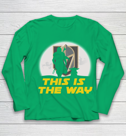 Vegas Golden Knights NHL Ice Hockey Star Wars Yoda And Mandalorian This Is The Way Youth Long Sleeve 4