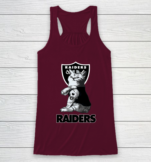 NFL Football My Cat Loves Oakland Raiders Racerback Tank - Image 3