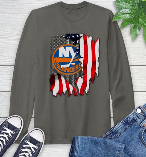 New York Islanders NHL Hockey American Flag Long Sleeve T-Shirt 9