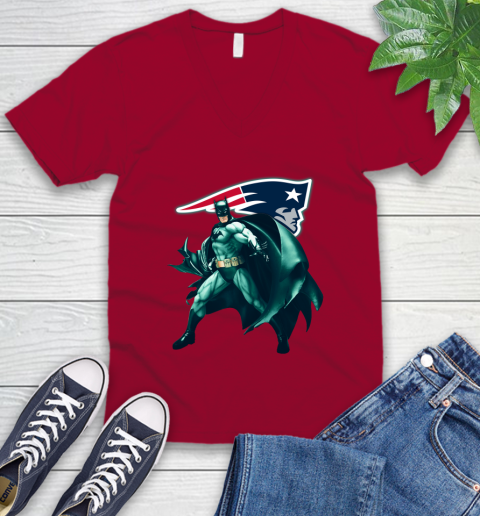 NFL Batman Football Sports New England Patriots V-Neck T-Shirt 8