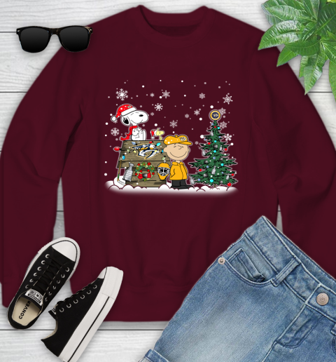 NHL Nashville Predators Snoopy Charlie Brown Woodstock Christmas Stanley Cup Hockey Youth Sweatshirt 4
