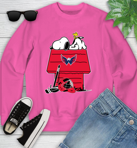 Washington Capitals NHL Hockey Snoopy Woodstock The Peanuts Movie Youth Sweatshirt 7