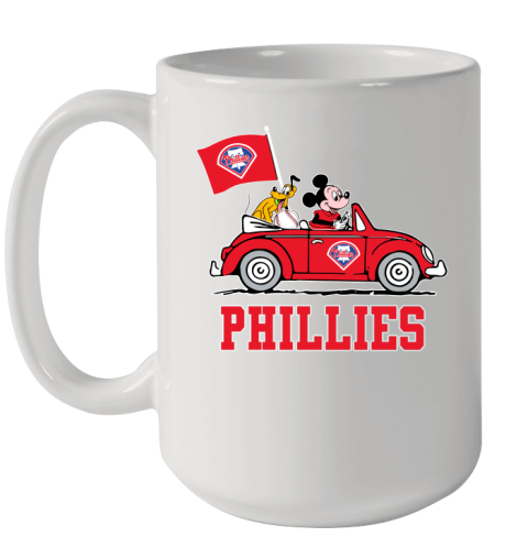 MLB Baseball Philadelphia Phillies Pluto Mickey Driving Disney Shirt Ceramic Mug 15oz