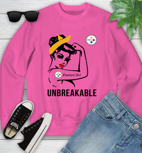 NFL Pittsburgh Steelers Girl Unbreakable Football Sports Youth Sweatshirt 3