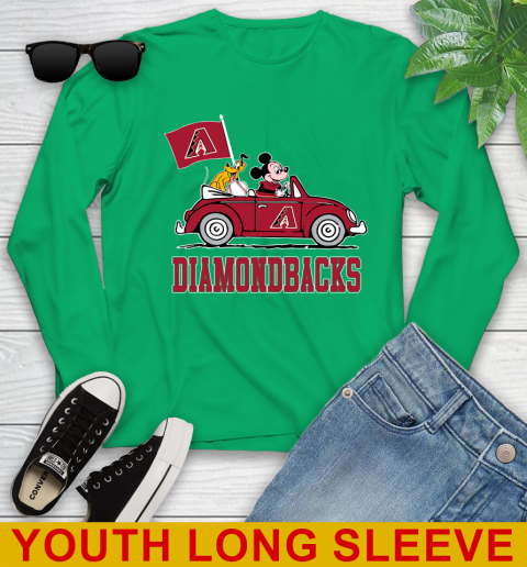 MLB Baseball Arizona Diamondbacks Pluto Mickey Driving Disney Shirt Youth Long Sleeve 7