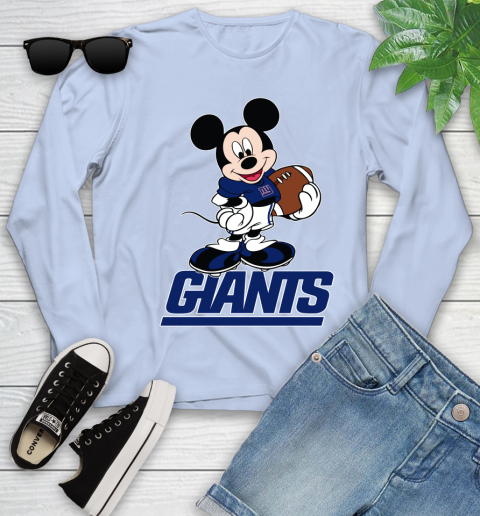 NFL Football New York Giants Cheerful Mickey Mouse Shirt Youth Long Sleeve 9
