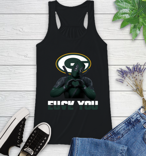 NHL Green Bay Packers Deadpool Love You Fuck You Football Sports Racerback Tank