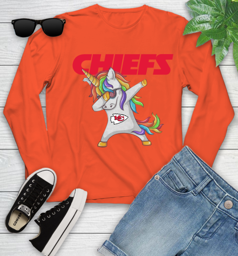 Kansas City Chiefs NFL Football Funny Unicorn Dabbing Sports Youth Long Sleeve 4