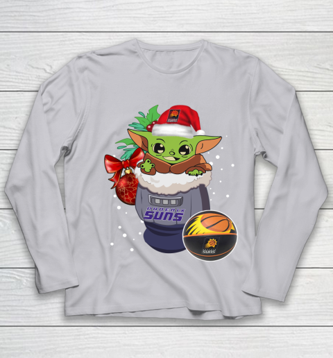 Phoenix Suns Christmas Baby Yoda Star Wars Funny Happy NBA Youth Long Sleeve 5