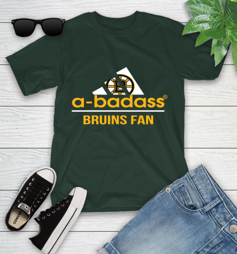 NHL A Badass Boston Bruins Fan Adidas Hockey Sports Youth T-Shirt 5