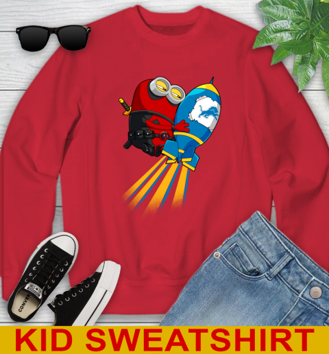NFL Football Detroit Lions Deadpool Minion Marvel Shirt Youth Sweatshirt 7