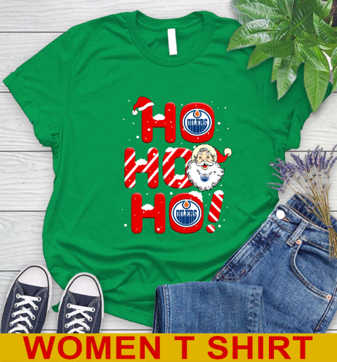 Edmonton Oilers NHL Hockey Ho Ho Ho Santa Claus Merry Christmas Shirt Women's T-Shirt 7
