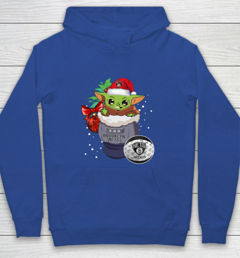 Brooklyn Nets Christmas Baby Yoda Star Wars Funny Happy NBA Youth Hoodie 8
