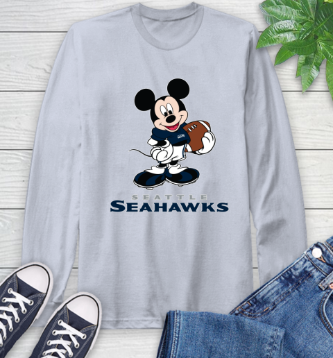 NFL Football Seattle Seahawks Cheerful Mickey Mouse Shirt Long Sleeve T-Shirt 6