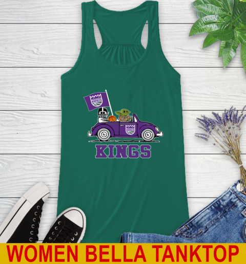 NBA Basketball Sacramento Kings Darth Vader Baby Yoda Driving Star Wars Shirt Racerback Tank 7