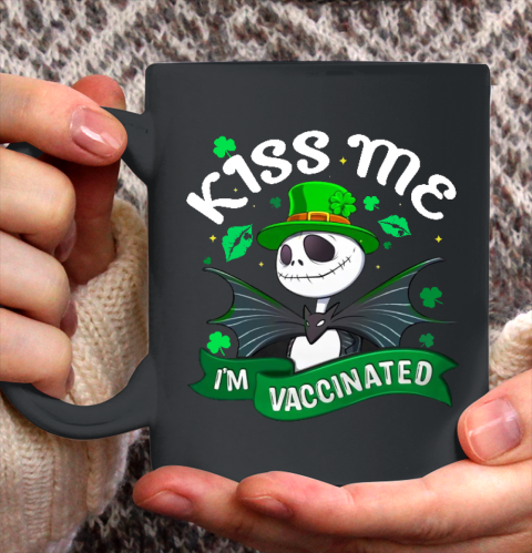 Kiss Me I'm Vaccinated Patrick's Day Jack Skellington Ceramic Mug 11oz