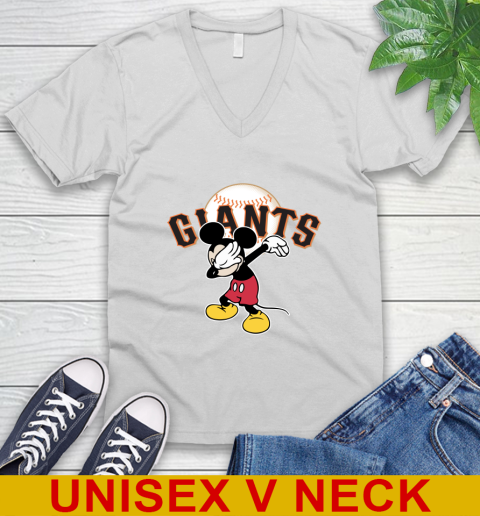 San Francisco Giants MLB Baseball Dabbing Mickey Disney Sports V-Neck T-Shirt