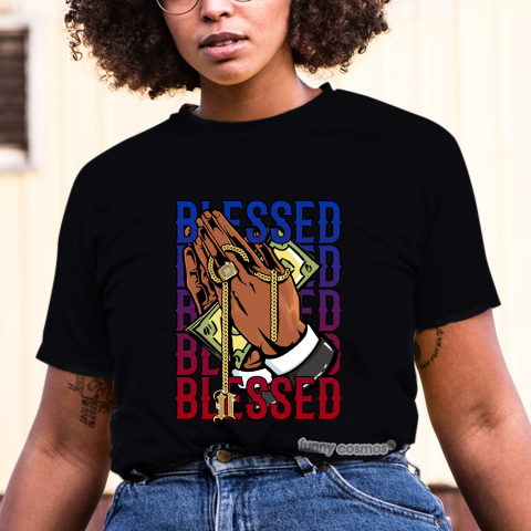 Air Jordan 1 Top 3 Jordan 1 Matching Sneaker tshirt Drake Blessed Red and Blue Jordan Tshirt