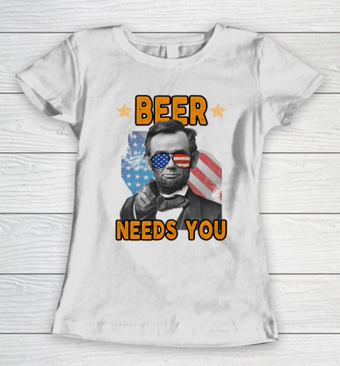 Beer Lover Shirt 4th Of July Beer Lincoln Usa Merica Women's T-Shirt